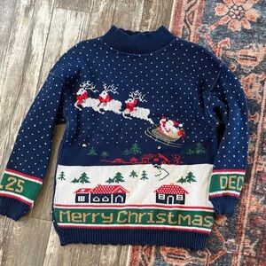 Navy Christmas Sweater with Santa Design